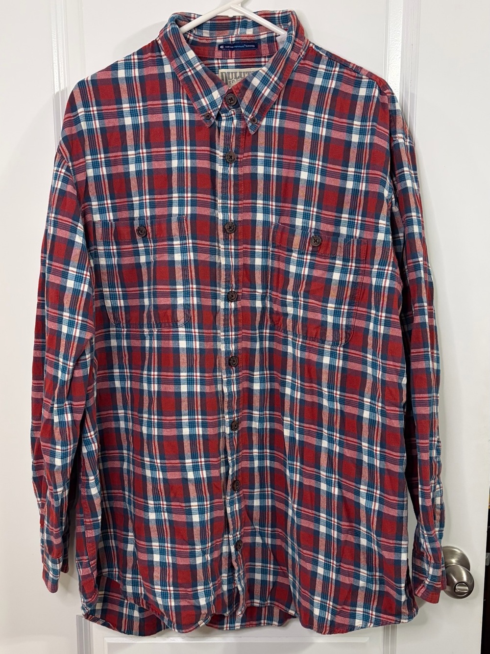 Duluth Trading Co Shirt Mens XL Tall Red Plaid Flannel Long Sleeve MagnaReady
